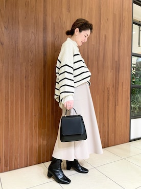 「Aラインスカート」｜「アイテム（ハンドバッグ）」を使った、SHOさん（レディース・153cm）の冬コーディネート
