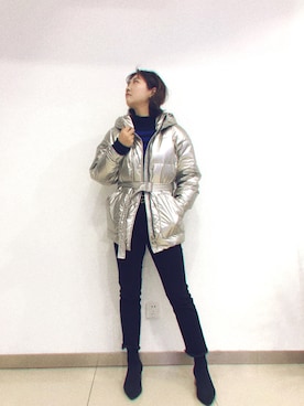 「KENZO（ケンゾー）のアイテム（ダウンジャケット/コート）」を使った、Cherry陈啊陈さん（レディース・164cm）の冬コーディネート