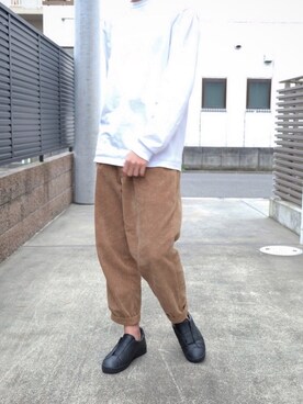 「markaware（マーカウェア）のアイテム（スリッポン）」を使った、246さん（メンズ・176cm）の秋コーディネート
