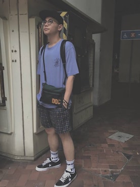 「A land（エーランド）のアイテム」を使った、ティムさん（メンズ・173cm）の夏コーディネート
