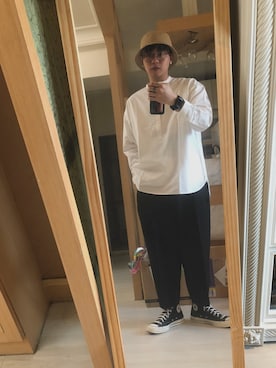 「アイテム（サンバイザー）」を使った、ティムさん（メンズ・173cm）の冬コーディネート