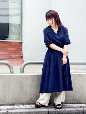 「Vネック」｜nano・universe lady's webeditorさん（レディース・151cm）の夏コーディネート