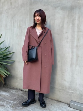「NANO universe（ナノユニバース）のアイテム（ノーカラーコート）」を使った、nano・universe lady's webeditorさん（レディース・151cm）の冬コーディネート
