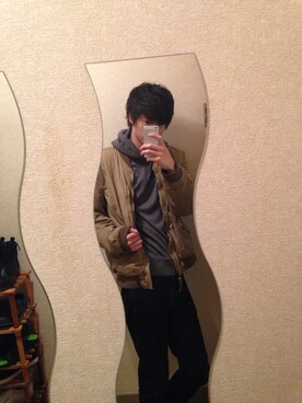 「GAP（ギャップ）のアイテム（ブルゾン）」を使った、りつさん（メンズ・183cm）の冬コーディネート