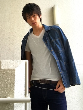 「CONVERSE（コンバース）のアイテム（デニムジャケット）」を使った、りつさん（メンズ・183cm）の夏コーディネート