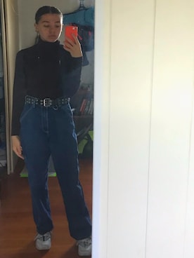 「Lands' End（ランズエンド）のアイテム（ジャージ）」を使った、Mia Daviesさん（レディース・160cm）の冬コーディネート