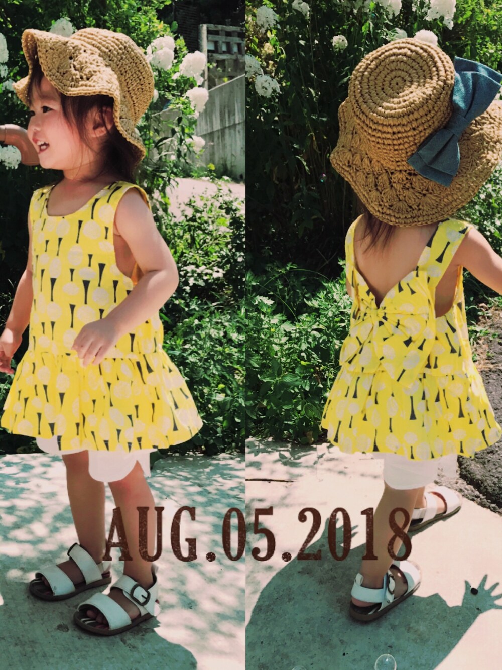 「キッズファッション、夏コーデ、おんなのこ、セットアップ」｜「plusnaoのアイテム（アンサンブル、イエロー系）」を使った、✿ℍ𝔸ℕℕ𝔸✿ さん（キッズ・90cm）の夏コーディネートの1枚目の写真