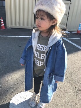 「PAPAPAPARK（パパパパーク）のアイテム（帽子）」を使った、✿ℍ𝔸ℕℕ𝔸✿ さん（キッズ・90cm）の冬コーディネート