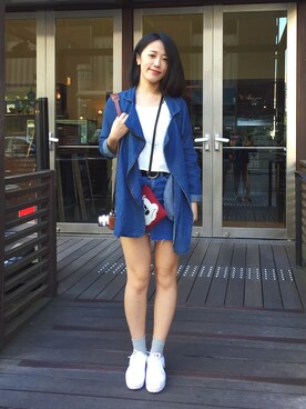 「Something Borrowed（サムシングボロウド）のアイテム」を使った、米莎Misaさん（レディース・153cm）の冬コーディネート