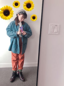 「OPENING CEREMONY（オープニングセレモニー）のアイテム（ハンチング/ベレー帽）」を使った、Asamiさん（レディース・153cm）の春コーディネート