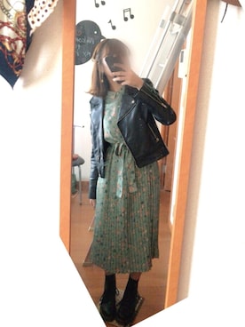 「レトロワンピース」｜「アイテム（ジャケット/アウター）」を使った、sa___yaさん（レディース・160cm）の冬コーディネート