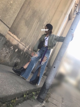 「オルチャンファッション」｜「アイテム（MA-1）」を使った、sa___yaさん（レディース・160cm）の春コーディネート