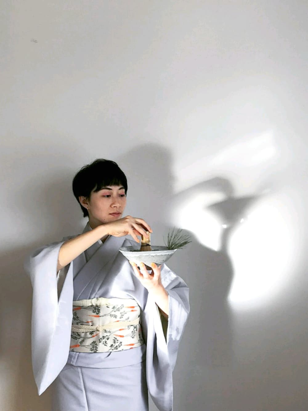 「着物、ポップ、ラベンダー、帯、柄」｜「NO NAMEのアイテム（浴衣、グレー系）」を使った、ぶるーさん（レディース・160cm）の冬コーディネートの1枚目の写真