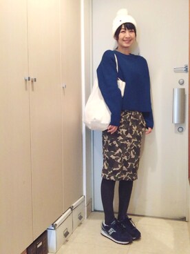 「nice claup」｜「アイテム（ニットキャップ/ビーニー）」を使った、ナオさん（レディース・162cm）の冬コーディネート