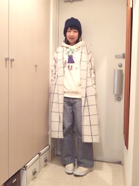 「45R」｜「アイテム（スウェット）」を使った、ナオさん（レディース・162cm）の冬コーディネート