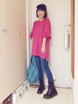 「atmos/atmos girls（アトモスアトモスガール）のDr.Martens 1490 10HOLE BOOTS [ドクターマーチン 1490 10ホール　ブーツ]（ブーツ）」を使った、ナオさん（レディース・162cm）の夏コーディネート