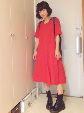「atmos/atmos girls（アトモスアトモスガール）のDr.Martens 1490 10HOLE BOOTS [ドクターマーチン 1490 10ホール　ブーツ]（ブーツ）」を使った、ナオさん（レディース・162cm）の夏コーディネート