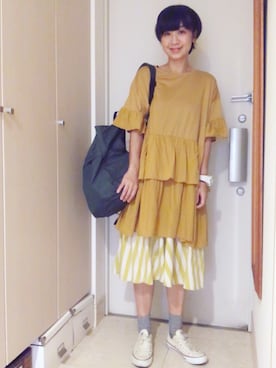 「BAG'n'NOUN」｜「アイテム（ワンピース/ドレス）」を使った、ナオさん（レディース・162cm）の秋コーディネート