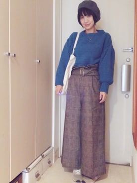「高橋愛」｜「アイテム（ハンチング/ベレー帽）」を使った、ナオさん（レディース・162cm）の秋コーディネート