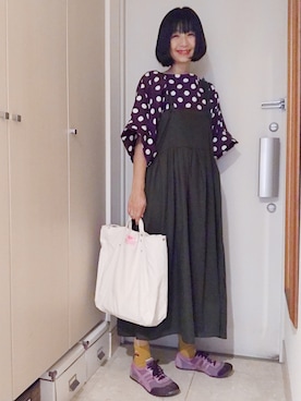 「Handmade（ハンドメイド）のアイテム（サロペット/オーバーオール）」を使った、ナオさん（レディース・162cm）の秋コーディネート