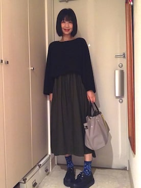 「Handmade（ハンドメイド）のアイテム（サロペット/オーバーオール）」を使った、ナオさん（レディース・162cm）の秋コーディネート