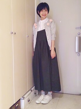 「Handmade（ハンドメイド）のアイテム（サロペット/オーバーオール）」を使った、ナオさん（レディース・162cm）の春コーディネート