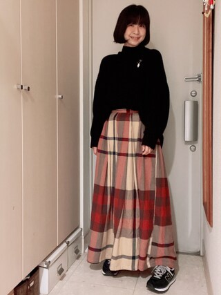 ナオ使用「Libra（2020/AW ビックチェックボリュームスカート）」的時尚穿搭
