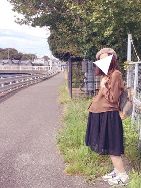 「Three Four Time（ｽﾘｰﾌｫｰﾀｲﾑ）のアイテム（ハンチング/ベレー帽）」を使った、Naoさん（レディース・159cm）の秋コーディネート