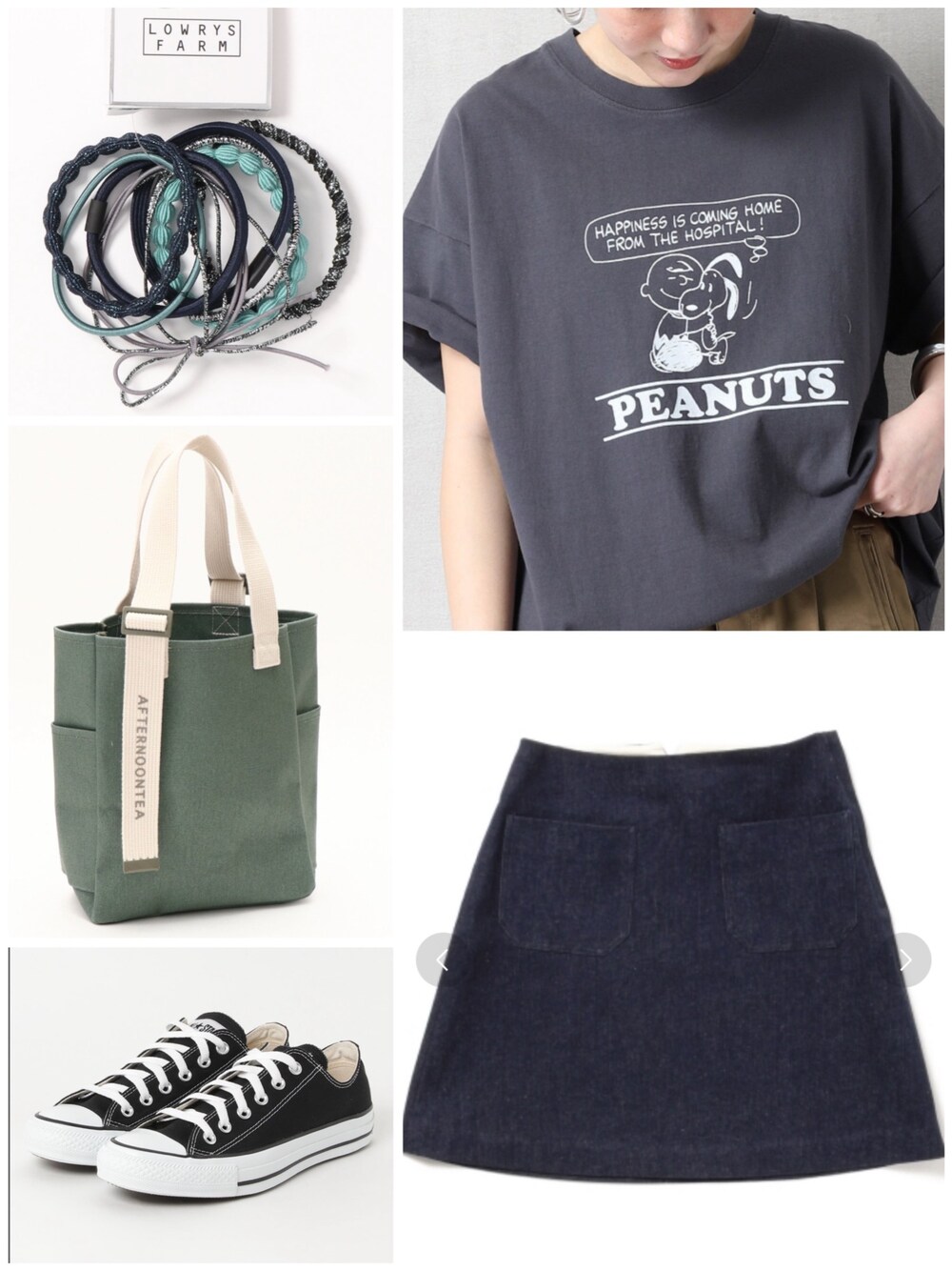 「高校生、カジュアル」｜「FREAK'S STOREの【WEB限定】PEANUTS/ピーナッツ　別注スヌーピープリントＴシャツ（Tシャツ/カットソー、ブラック系）」を使った、fuyuchiko0214さん（レディース・156cm）の夏コーディネートの1枚目の写真