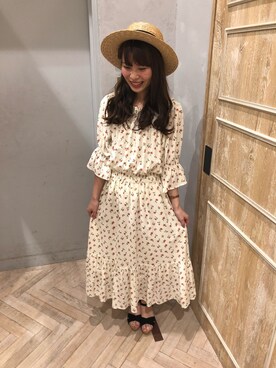 「earth music&ecology（アースミュージックアンドエコロジー）のアイテム（ハット、ブラック系）」を使った、yuuさん（レディース・153cm）の春コーディネート