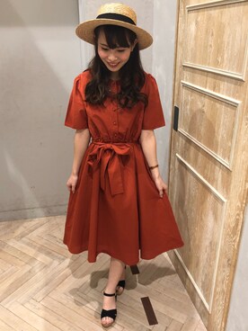 「earth music&ecology（アースミュージックアンドエコロジー）のアイテム（ハット、ブラック系）」を使った、yuuさん（レディース・153cm）の春コーディネート