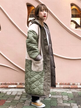 「キルティングコート」｜YOUさん（レディース・158cm）の冬コーディネート