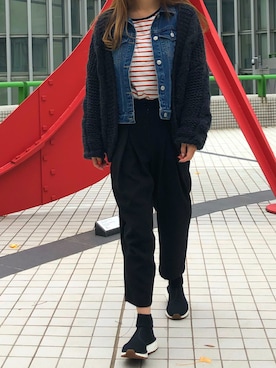 「ジージャン」｜「アイテム（その他アウター）」を使った、YOUさん（レディース・158cm）の冬コーディネート