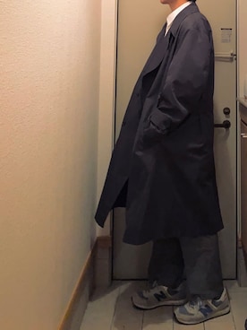 「ニコアンド」｜「アイテム（トレンチコート）」を使った、souさん（メンズ・185cm）の冬コーディネート