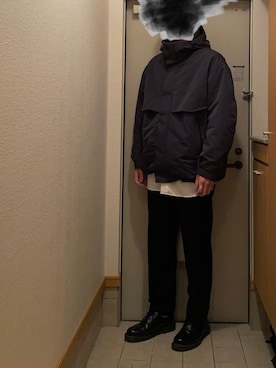 「ドレスシューズ」｜「アイテム（ダウンジャケット/コート）」を使った、souさん（メンズ・185cm）の冬コーディネート