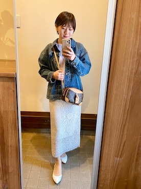 「SLOBE IENA（スローブイエナ）のアイテム（デニムジャケット）」を使った、rika.さん（レディース・152cm）の冬コーディネート