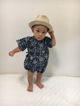 「花火」｜「アイテム（浴衣）」を使った、KAIRI⋆⋆⋆さん（キッズ・80cm）の夏コーディネート
