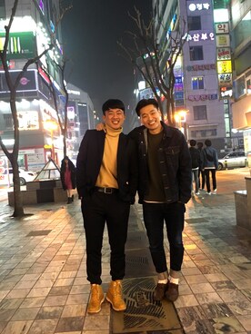 「me（ミイ）のアイテム」を使った、상현さん（メンズ・176cm）の春コーディネート