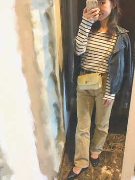 「シンプルおしゃれが好き」｜「アイテム（ライダースジャケット）」を使った、たっきー◡̈❤︎さん（レディース・149cm）の秋コーディネート