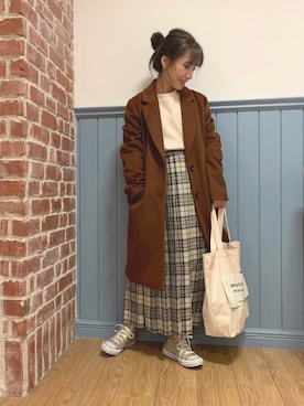 「ローリーズファーム(LOWRYS FARM)」｜「アイテム（チェスターコート）」を使った、たっきー◡̈❤︎さん（レディース・149cm）の冬コーディネート