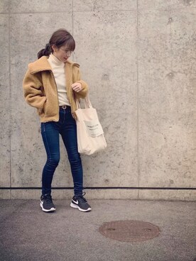 「UNIQLO（ユニクロ）のアイテム（ブルゾン）」を使った、たっきー◡̈❤︎さん（レディース・149cm）の冬コーディネート