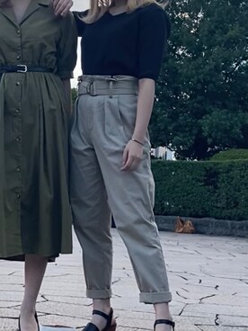 「ENVYM（アンビー）のＨ／ＷツイルテーパードＰＴ（デニムパンツ）」を使った、風華さん（レディース・162cm）の秋コーディネート