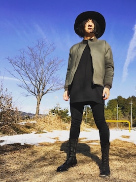 「RICK OWENS」｜「アイテム（ダウンジャケット/コート）」を使った、スタークスさん（メンズ・174cm）の冬コーディネート