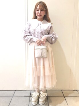 「Honey Salon（ハニーサロン）のアイテム（スカート）」を使った、noxpyさん（レディース・148cm）の秋コーディネート