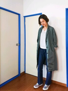 「BLUE BLUE（ブルーブルー）のアイテム（パンツ）」を使った、かずみさん（レディース・165cm）の春コーディネート