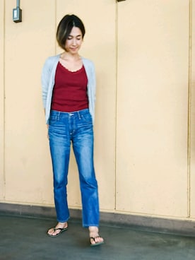 「ゆるカジ」｜「アイテム（ビーチサンダル）」を使った、かずみさん（レディース・165cm）の夏コーディネート