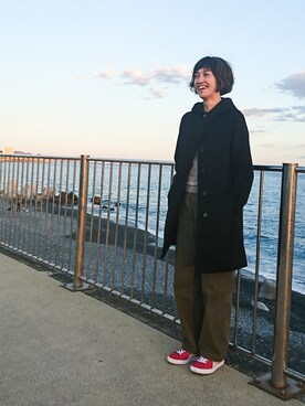 「ゆるカジ」｜「アイテム（ジャケット/アウター）」を使った、かずみさん（レディース・165cm）の冬コーディネート