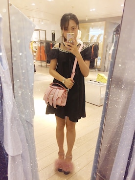 「アイテム（腕時計、パープル系）」を使った、yumi小麦さん（レディース・160cm）の夏コーディネート