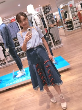 「アイテム（腕時計、パープル系）」を使った、yumi小麦さん（レディース・160cm）の夏コーディネート