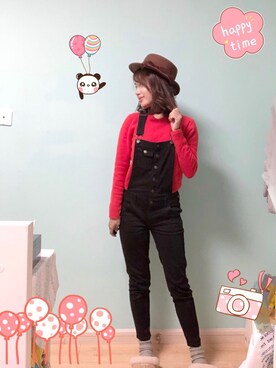 「F i.n.t（フィント）のアイテム（帽子）」を使った、yumi小麦さん（レディース・160cm）の冬コーディネート